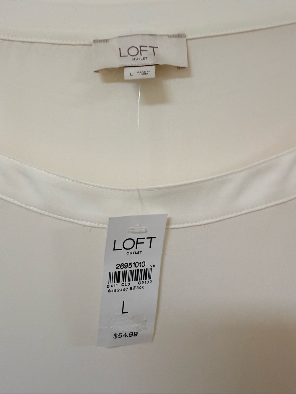 LOFT Cream Lightweight Round-Neck Blouse - Picture 2 of 5